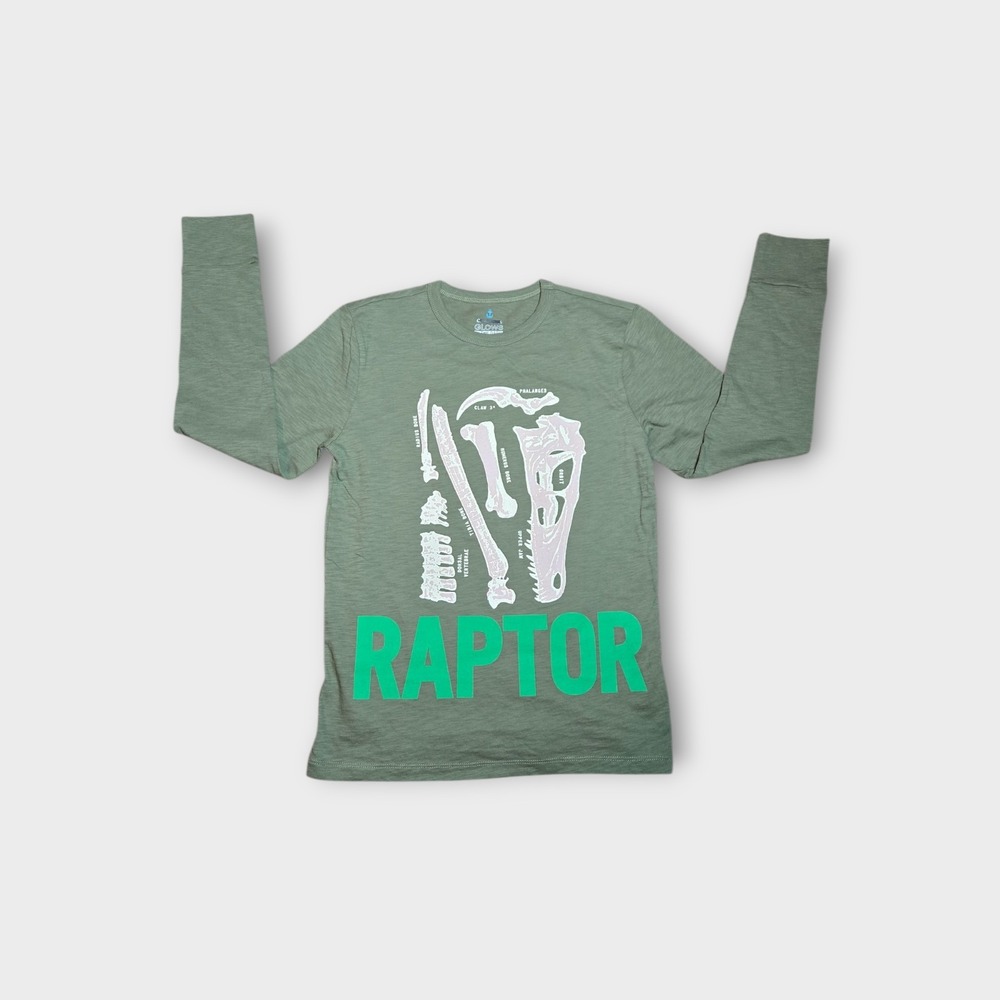 Crew Cuts Long Sleeve Olive Green Dinosaur Glow Size Boys 10-11 Shirt